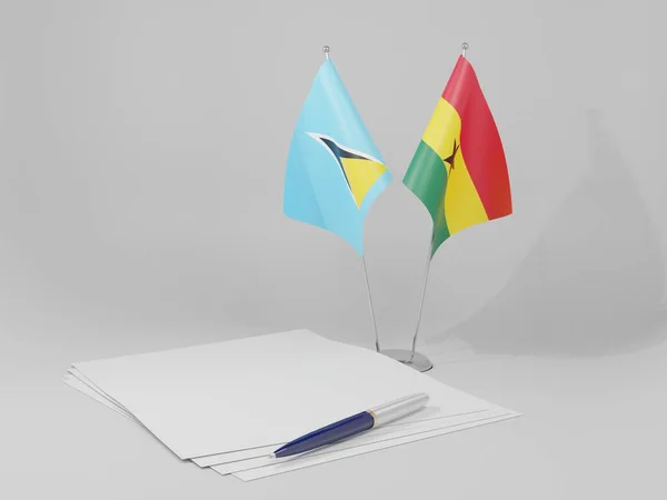 Ghana Svatá Lucie Dohody Vlajky Bílé Pozadí Vykreslení — Stock fotografie