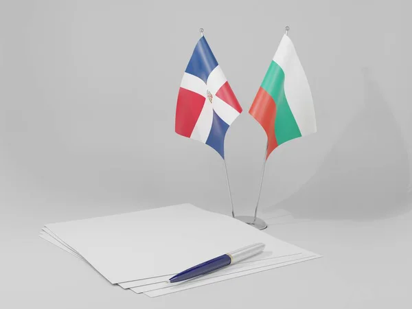Bulgária República Dominicana Acordo Bandeiras Fundo Branco Render — Fotografia de Stock