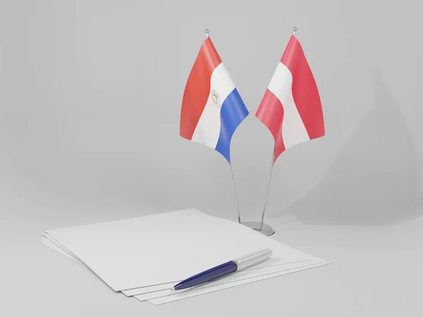 Áustria Acordo Paraguai Bandeiras Fundo Branco Render — Fotografia de Stock