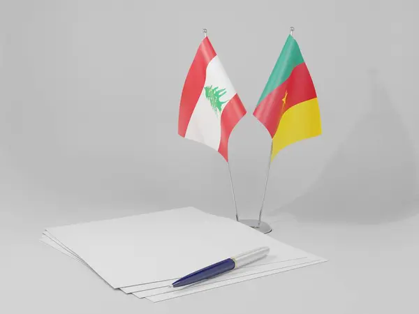 Cameroon Lebanon Agreement Flags White Background Render — Stock Photo, Image