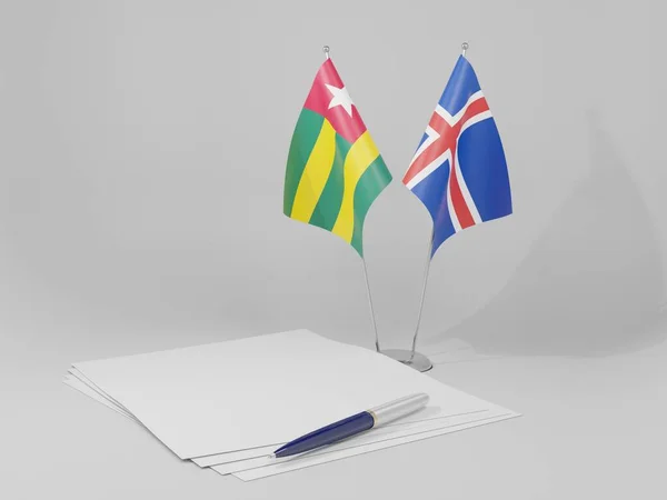 Island Togo Abkommen Flaggen Weißer Hintergrund Render — Stockfoto