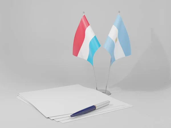 Argentina Acordo Luxemburgo Bandeiras Fundo Branco Render — Fotografia de Stock