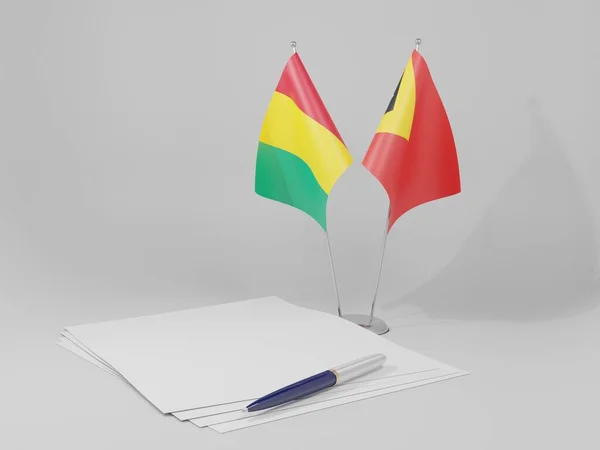 East Timor Guinea Agreement Flags White Background Render — стокове фото