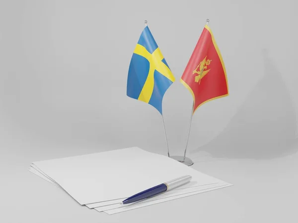 Montenegro Sweden Agreement Flags White Background Render — Stock Photo, Image