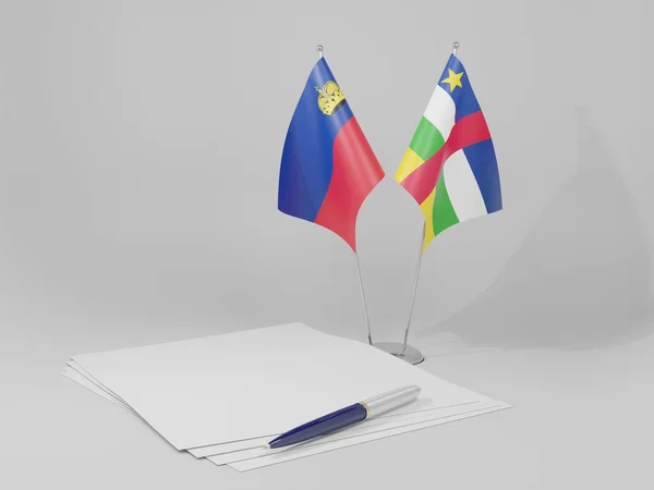 République Centrafricaine Drapeaux Accord Liechtenstein Fond Blanc Render — Photo