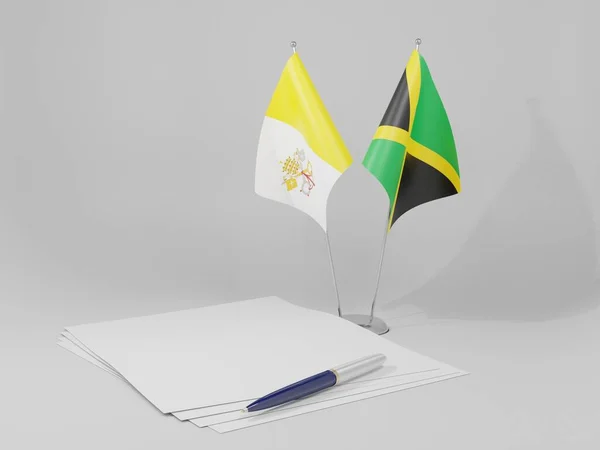 Giamaica Bandiere Accordo Città Del Vaticano Sfondo Bianco Render — Foto Stock