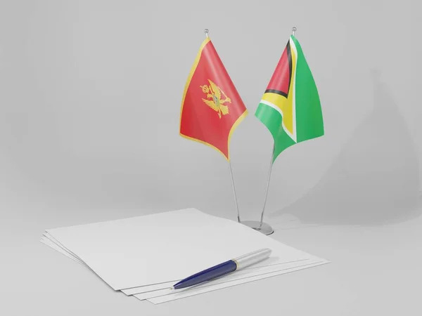 Guyana Montenegro Agreement Flags White Background Render — Stock Photo, Image