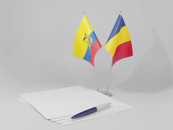 Чад Эквадорское Соглашение Флаги Белый Фон Рендер — стоковое фото