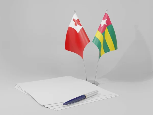 Togo Bandiere Accordo Tonga Sfondo Bianco Render — Foto Stock