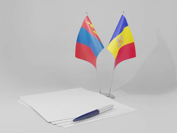 Андорра Монгольское Соглашение Флаги Белый Фон Рендер — стоковое фото