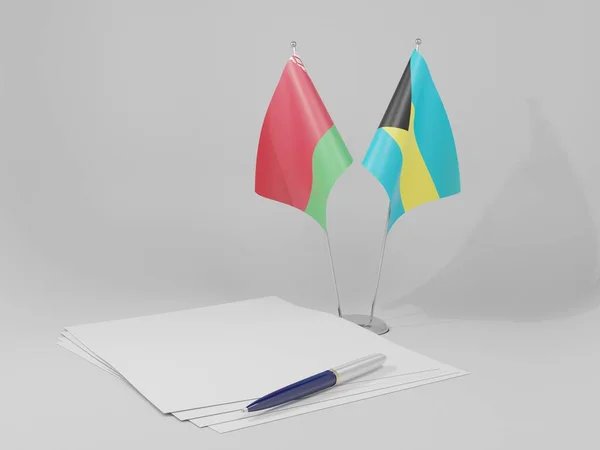 Bahamas Belarus Agreement Flags White Background Render — 스톡 사진