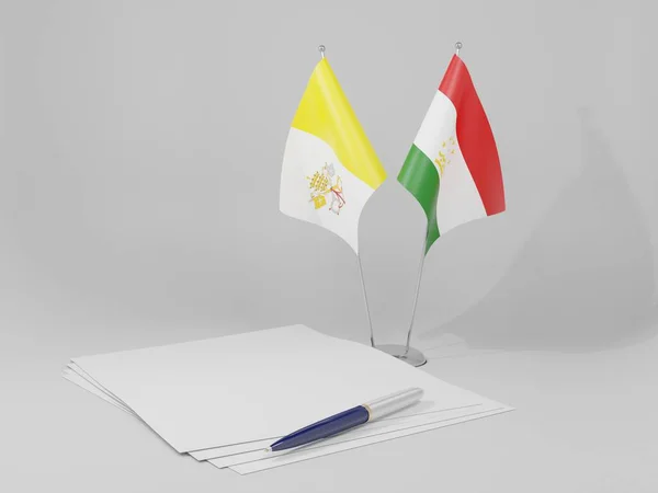 타지키스탄 바티칸 Flags White Background Render — 스톡 사진