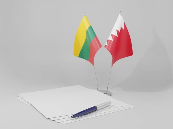 Бахрейн Литва Соглашение Флаги Белый Фон Рендер — стоковое фото