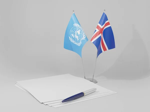 アイスランド 国際連合協定旗 白い背景 3Dレンダリング — ストック写真