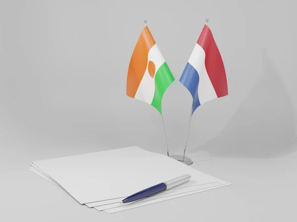 Нидерланды Нигерское Соглашение Флаги Белый Фон Рендер — стоковое фото