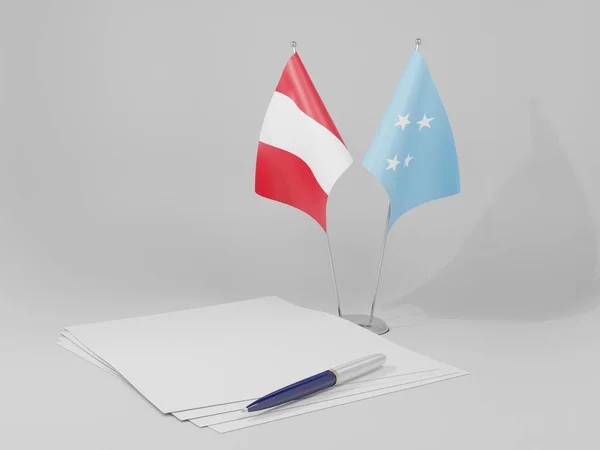 Micronesia Peru Agreement Flags Λευκό Φόντο Render — Φωτογραφία Αρχείου