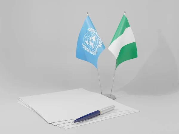 ナイジェリア 国連合意の旗 白い背景 3Dレンダリング — ストック写真