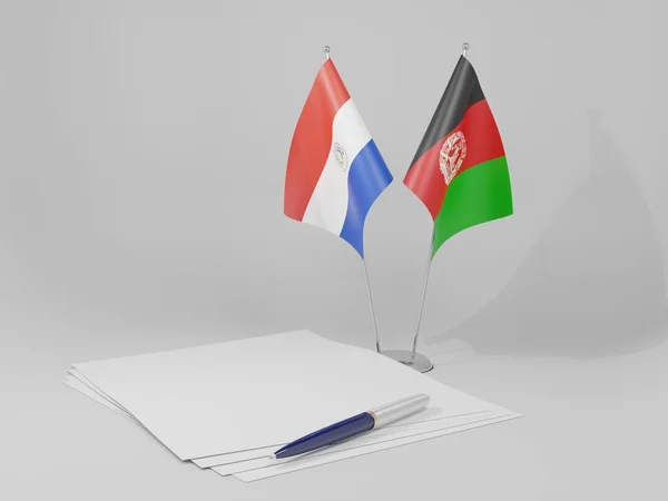 Afeganistão Acordo Paraguai Bandeiras Fundo Branco Render — Fotografia de Stock