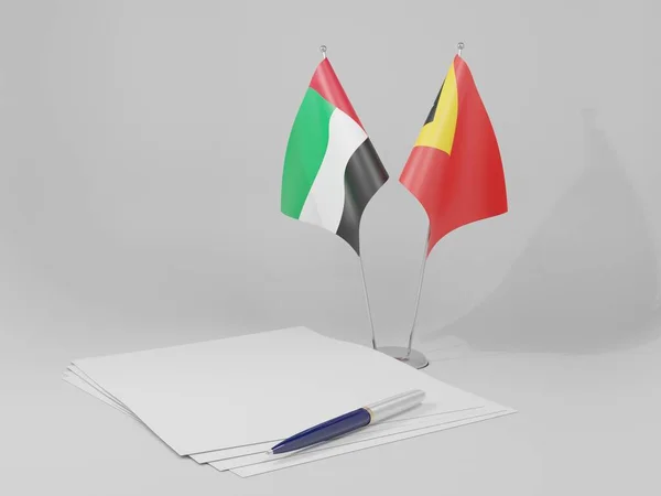 Timor Est Bandiere Degli Emirati Arabi Uniti Sfondo Bianco Render — Foto Stock