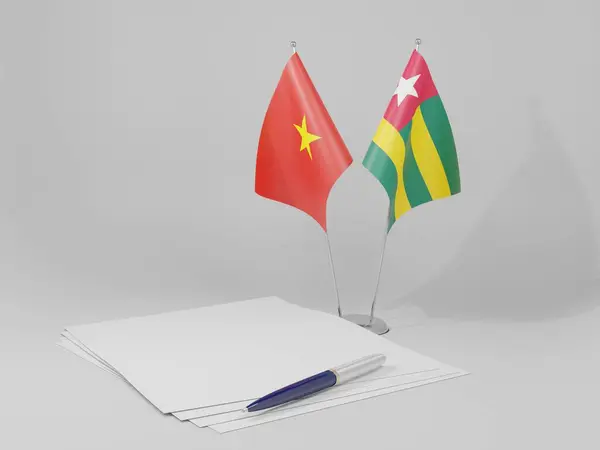 Togo Banderas Del Acuerdo Vietnam Fondo Blanco Render —  Fotos de Stock