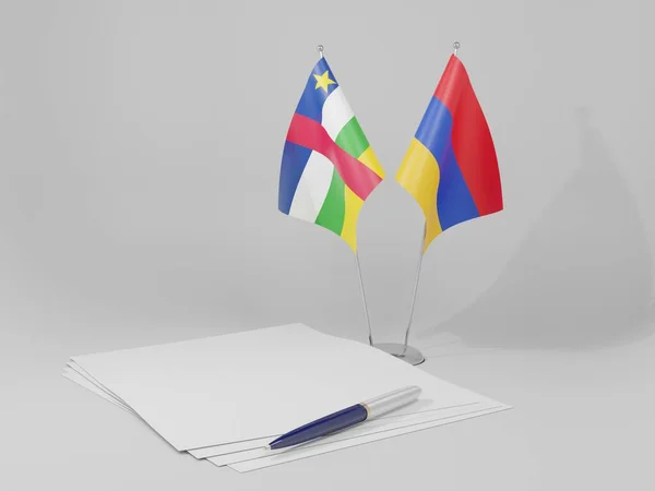 Armenia Bandiere Dell Accordo Repubblica Centrafricana Sfondo Bianco Render — Foto Stock