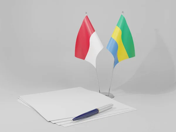 Gabon Bandiere Dell Accordo Monaco Sfondo Bianco Render — Foto Stock