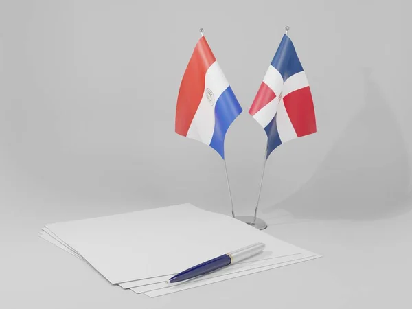 République Dominicaine Drapeaux Accord Paraguay Fond Blanc Render — Photo