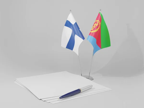 厄立特里亚 芬兰协定旗帜 白色背景 3D渲染 — 图库照片