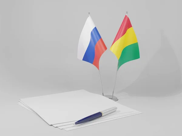 Guinea Russland Abkommen Flaggen Weißer Hintergrund Render — Stockfoto