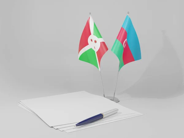 Azerbaijão Bandeiras Acordo Burundi Fundo Branco Render — Fotografia de Stock