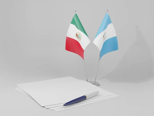 Guatemala México Bandeiras Acordos Fundo Branco Render — Fotografia de Stock