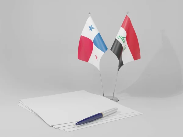 Iraque Bandeiras Acordo Panamá Fundo Branco Render — Fotografia de Stock