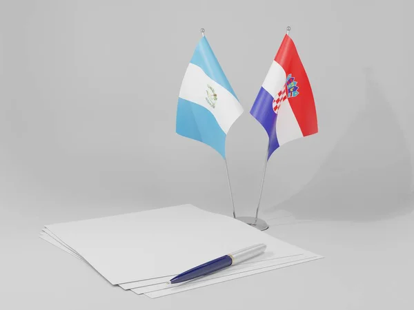 Croácia Guatemala Acordo Bandeiras Fundo Branco Render — Fotografia de Stock