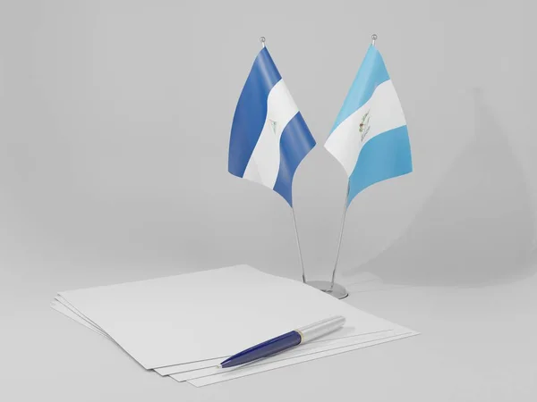Γουατεμάλα Νικαράγουα Σημαίες Συμφωνία Λευκό Φόντο Render — Φωτογραφία Αρχείου