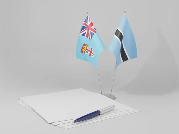 Μποτσουάνα Fiji Agreement Flags Λευκό Φόντο Render — Φωτογραφία Αρχείου