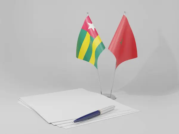 Morocco Togo Agreement Flags White Background Render — стокове фото