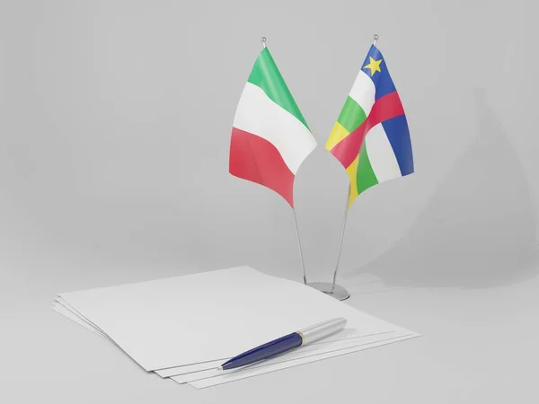Centraal Afrikaanse Republiek Italiaanse Overeenkomst Vlaggen Witte Achtergrond Render — Stockfoto