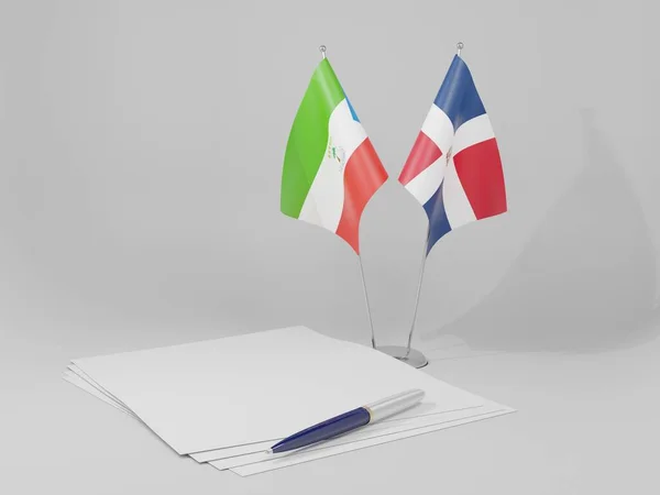 République Dominicaine Drapeaux Accord Guinée Équatoriale Fond Blanc Render — Photo