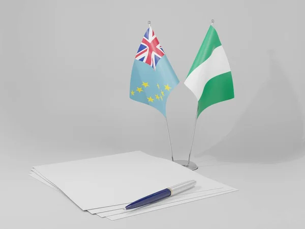 Nigeria Bandiere Dell Accordo Tuvalu Sfondo Bianco Render — Foto Stock