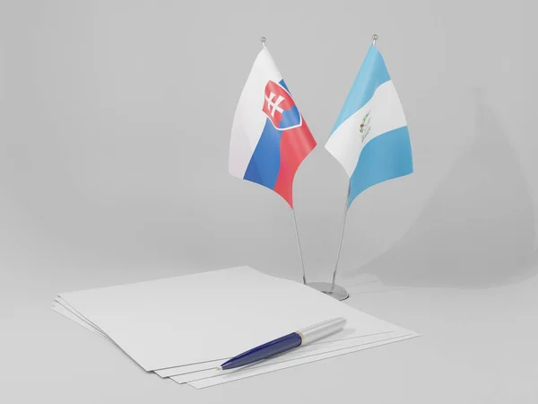 Guatemala Slovakienavtalet Flaggor Vit Bakgrund Render — Stockfoto