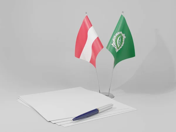Liga Árabe Acordo Áustria Bandeiras Fundo Branco Render — Fotografia de Stock