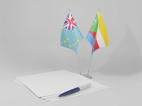 Κομόρες Σημαίες Συμφωνία Τουβαλού Λευκό Φόντο Render — Φωτογραφία Αρχείου
