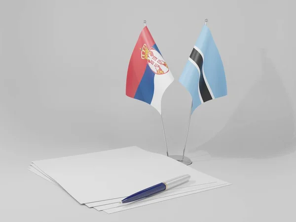 Botswana Bandiere Dell Accordo Serbia Sfondo Bianco Render — Foto Stock