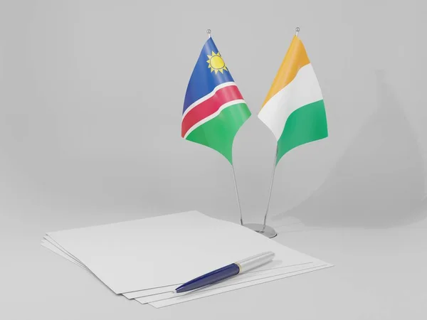 Cote Ivoire Namibia Agreement Flags White Background Render — 스톡 사진