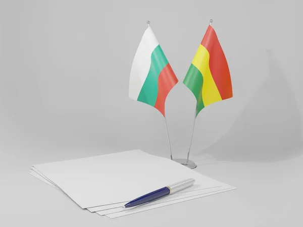 Bolivien Bulgarien Abkommen Flaggen Weißer Hintergrund Render — Stockfoto
