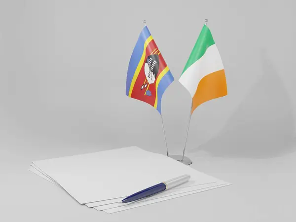 Ierland Swaziland Overeenkomst Vlaggen Witte Achtergrond Render — Stockfoto