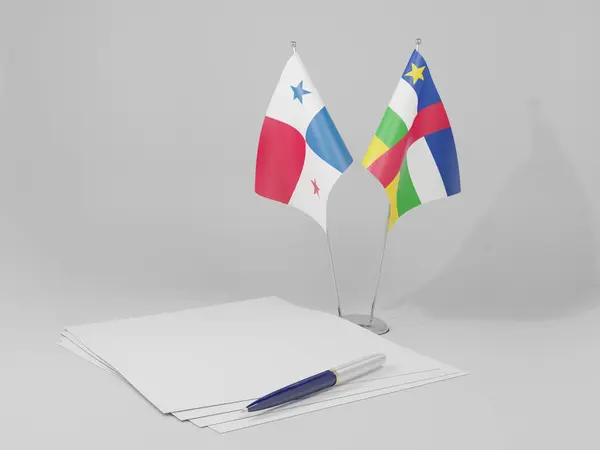 República Centro Africana Bandeiras Acordo Panamá Fundo Branco Render — Fotografia de Stock