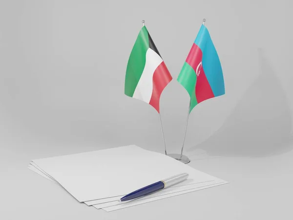 Aserbaidschan Kuwait Abkommen Flaggen Weißer Hintergrund Render — Stockfoto