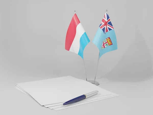Φίτζι Συμφωνία Του Λουξεμβούργου Σημαίες Λευκό Φόντο Render — Φωτογραφία Αρχείου