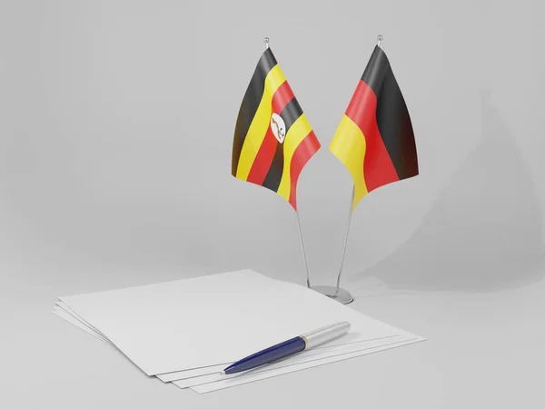 Drapeaux Accord Allemagne Ouganda Fond Blanc Render — Photo
